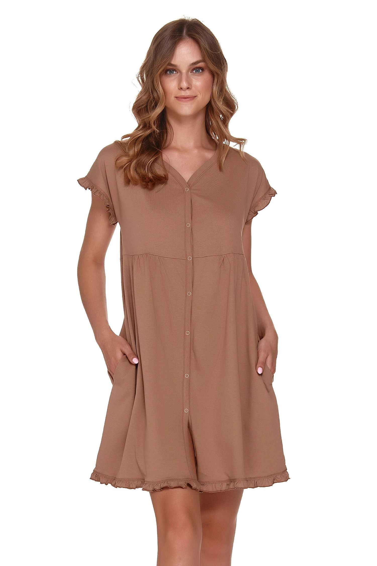 Dámska tehotenská košeľa 9600 brown