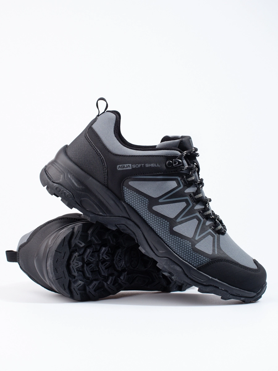 Luxusné pánske sivé trekové topánky bez podpätku