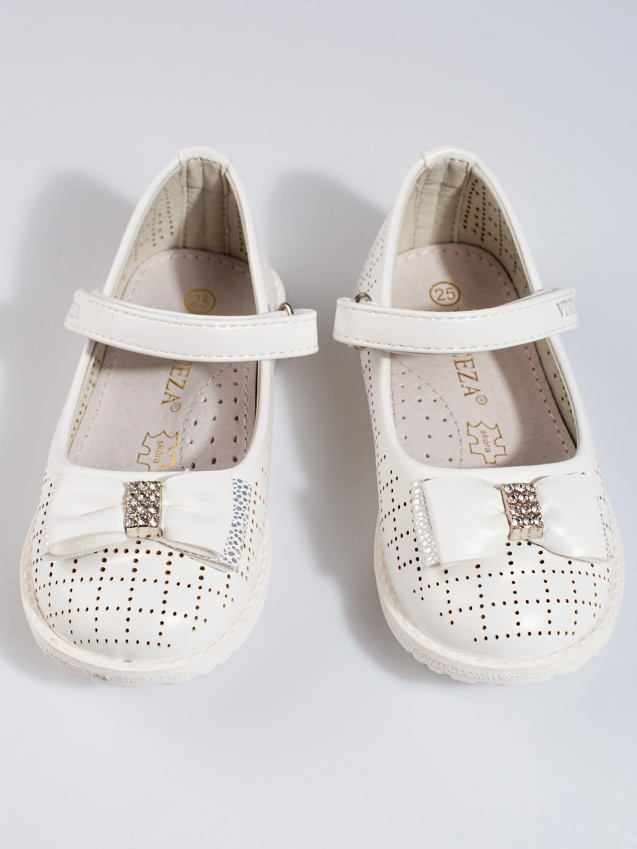 Módne biele detské balerínky bez podpätku