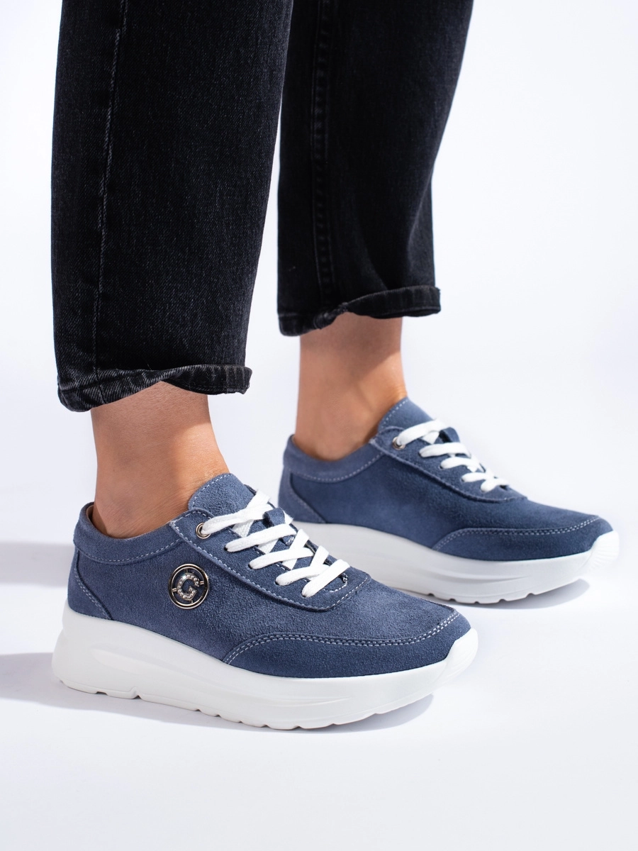 Originálne modré tenisky na platforme pre ženy