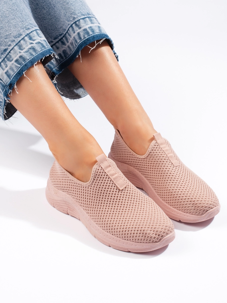 Pohodlné dámske ružové tenisky bez podpätku